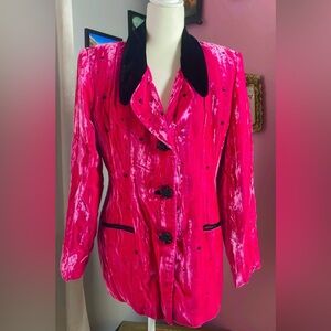 Criscione Pink Velvet with Black Rhinestones Blazer